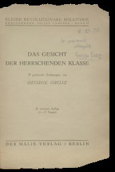 Das Gesicht der Herrschenden Klasse (Face of the Ruling Classes) by George Grosz, 3rd Edn, 1921 Spread 1 recto